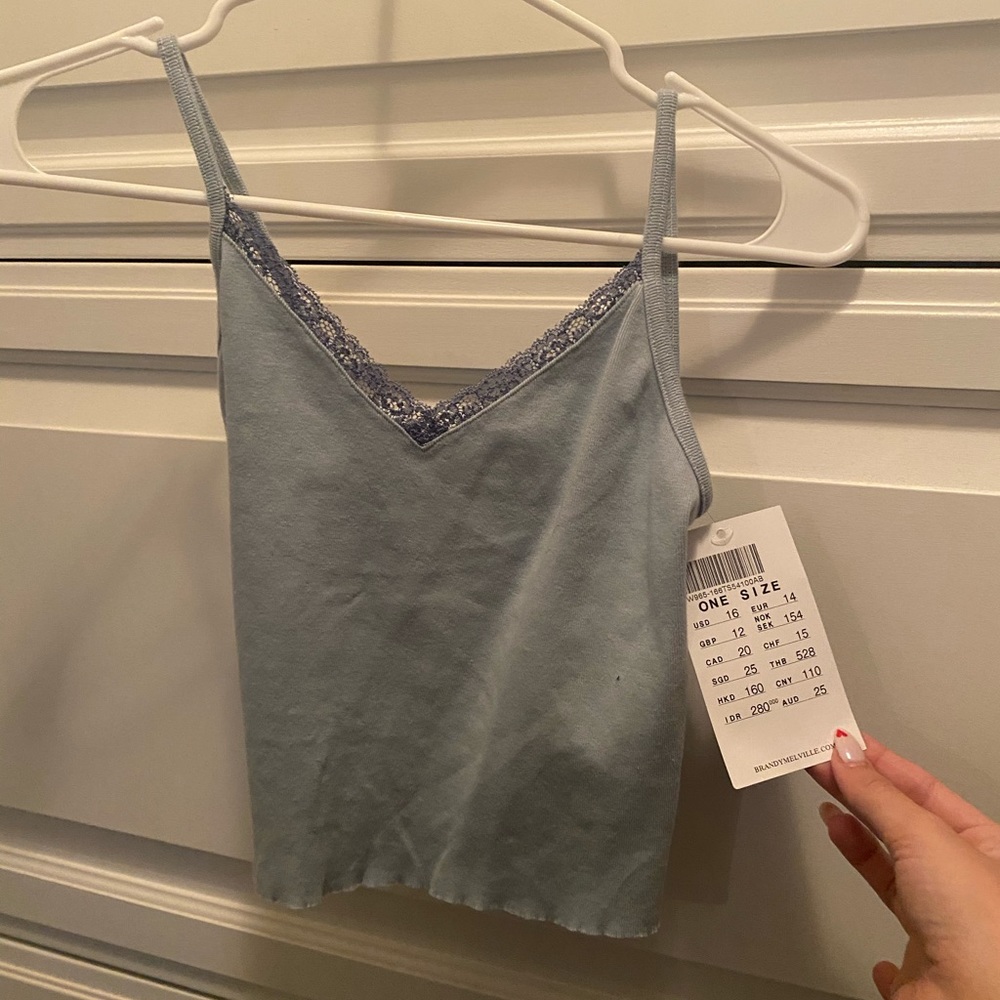 brandy Nicolette lace tank top in blue
